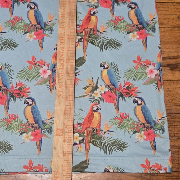 Waggle Golf Polo Shirt Mens XL Blue Parrot Flowers AOP Performance Stretch Wick - Picture 4 of 7
